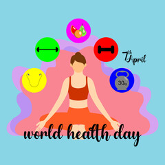 Basic RGB, world health day, healthy lifestyle, . 
 vector Illustration of world health day, international event. on April 7th every year.