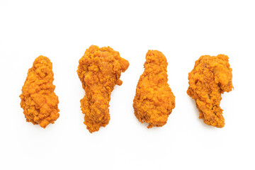 fried spicy chicken on white background