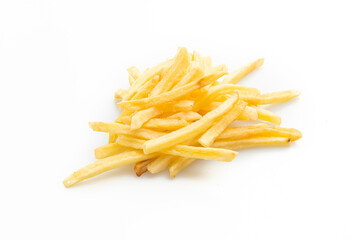French fries on white background
