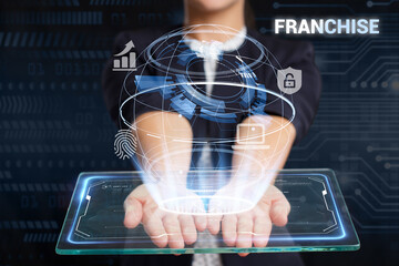 Business, Technology, Internet and network concept. Young businessman working on a virtual screen...