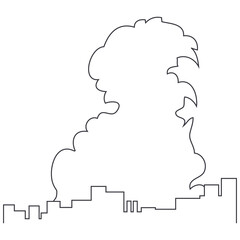 市街戦　爆発　空爆 テロ 爆発 戦争の線画のイラスト素材　ベクター