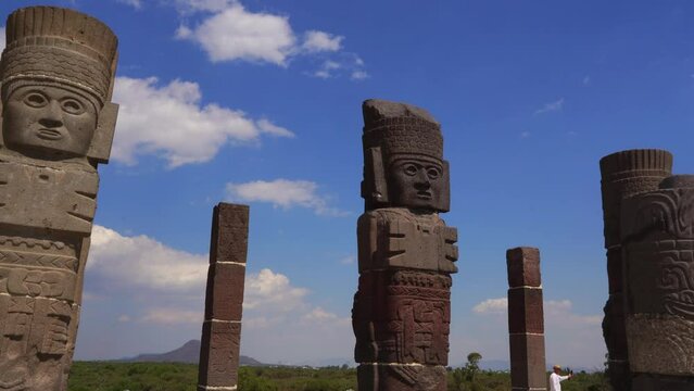Tula Warrior Atlantes, ancient Toltec Columns in Mexico