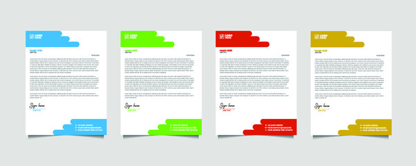 corporate modern letterhead design template with yellow, blue, green, red and other color. creative modern letter head design template for your project. letterhead, eps vector.