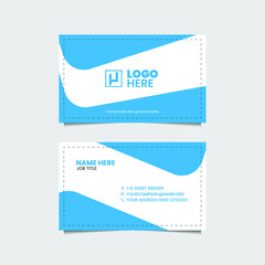 clean, minimal, Modern and Creative business card. white and blue color template. eps vector.