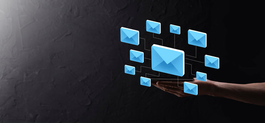 Email marketing and newsletter concept.Contact us by newsletter email and protect your personal...