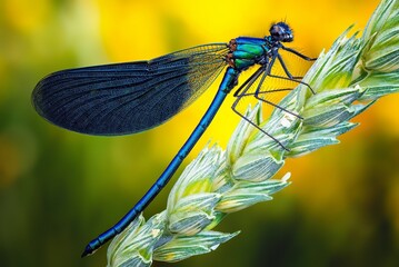 blue dragonfly on a flower