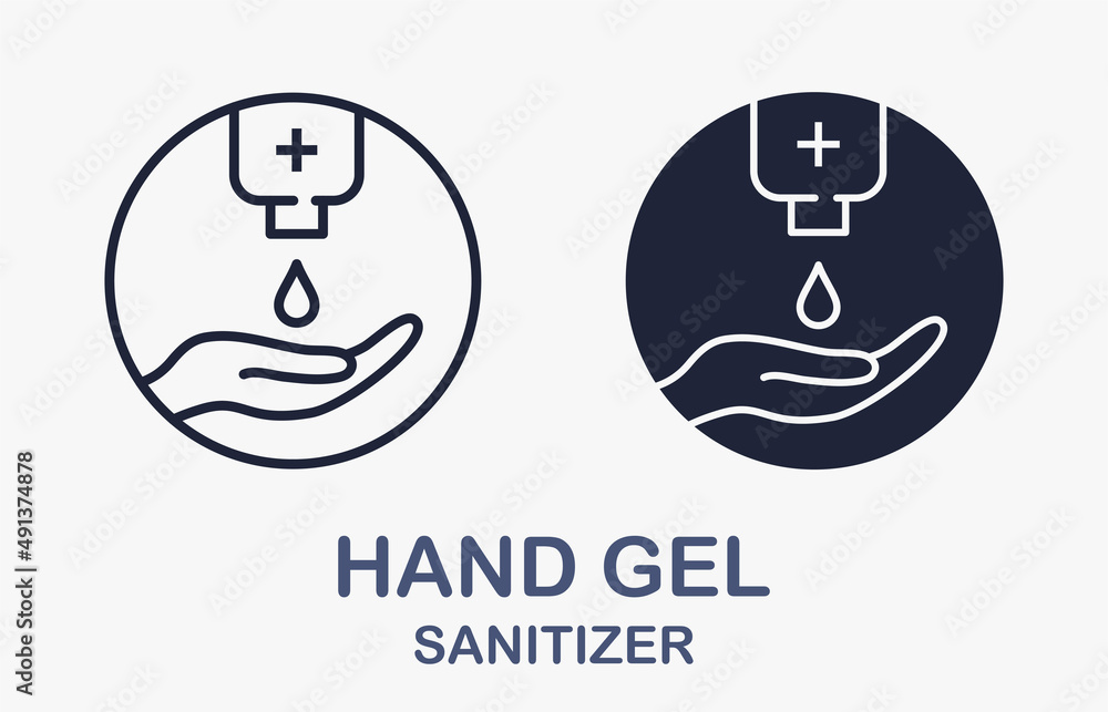 Poster hand sanitizer vector icon isolated on white background for graphic and web design.