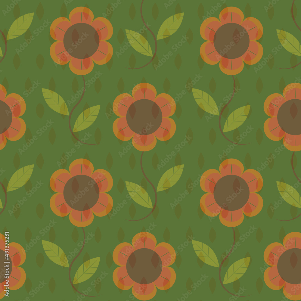 Poster retro style flower in polkadots vector seamless repeat pattern print background