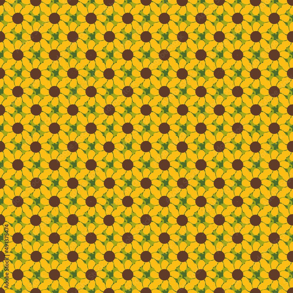 Poster retro style flower in polkadots vector seamless repeat pattern print background