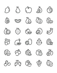 Fruits  Icon Set 240 isolated on white background