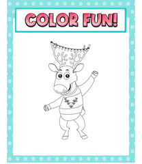 Worksheets template with color fun! text and raindeer outline