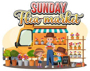 Naklejka premium Flea market concept with plant shop