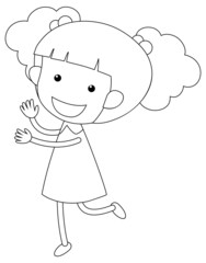 A girl black and white doodle character