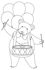 Bear doodle outline for colouring
