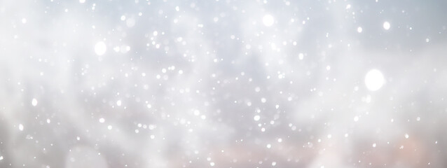 blue snowfall bokeh background, abstract snowflake background on blurred abstract blue