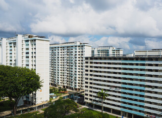 Perspective view of HDB residential flats in Singapore.