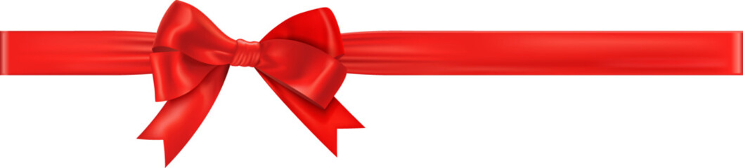 Red bow and ribbon. Realistic holiday decoration