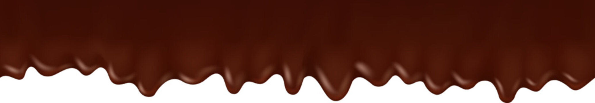 Realistic chocolate falling drops horizontal seamless