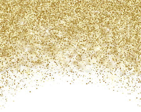 Gold glitter texture frame. Festive decoration with sparkling glitter