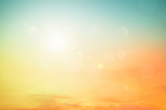Abstract blurred sunlight beach colorful blurred bokeh background with retro effect autumn sunset sky have blue bright.
