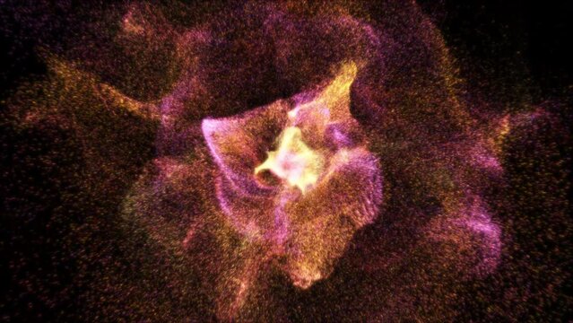 3D Rendered Warping Galaxy - Yellow and Orange Pink Nebula