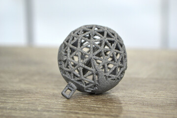 Gray object printed on powder 3D printer. Multi Jet Fusion MJF. Powder 3D printer printed...
