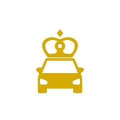 Car icon with crown isolated on white background
