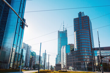 Warsaw, Poland - February 2, 2020: Modern building in Warsaw, Poland