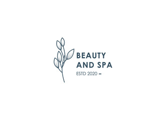 Botanica vector logo. Bio cosmetics emblem. Organic product sign. Leaf and flowers illustration