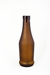 Matt dark brown beer bottle isolated on a white background