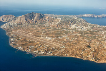 Overview Santorini Airport (JTR) in Greece aerial photo