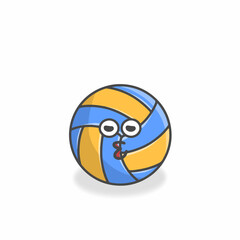Volley Ball Cute Character Flat Cartoon Vector Design Illustration