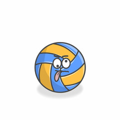 Volley Ball Cute Character Flat Cartoon Vector Design Illustration