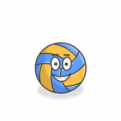 Volley Ball Cute Character Flat Cartoon Vector Design Illustration