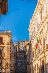 Staircase of Santa Maria del Monte in Caltagirone during Christmas Nativity Scene, Catania, Sicily, Italy, Europe, World Heritage Site