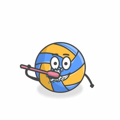 Volley Ball Cute Character Flat Cartoon Vector Design Illustration