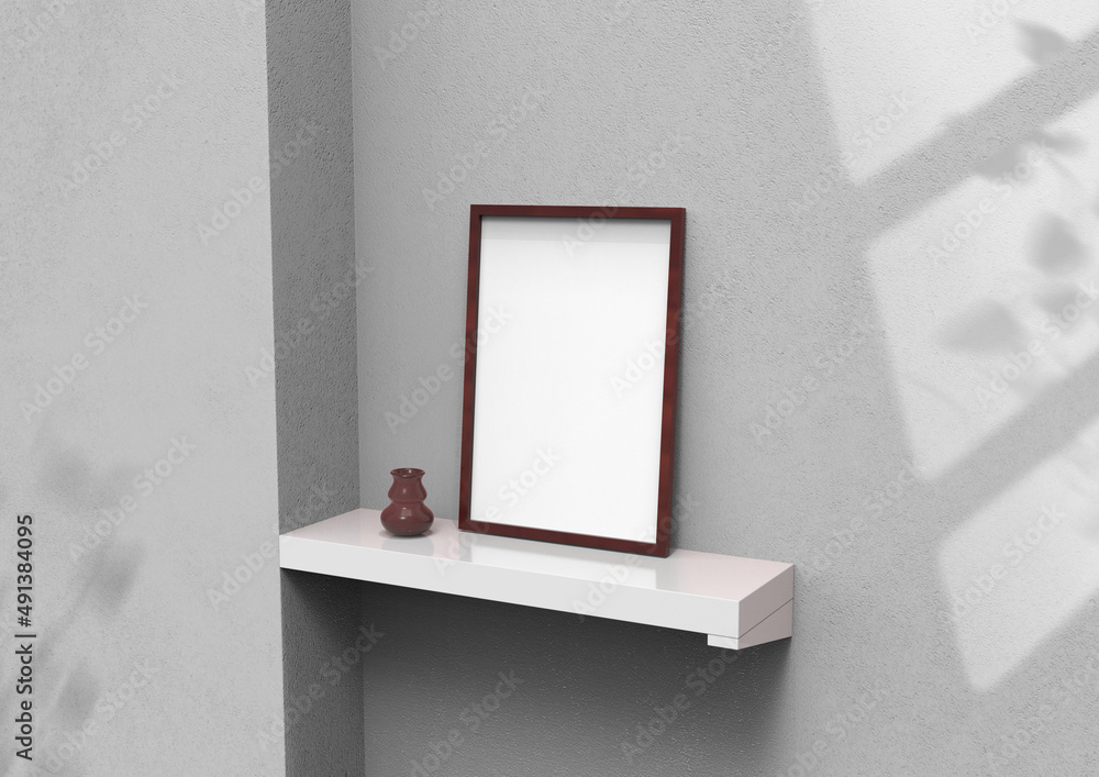 Poster frame background using 3d rendering and geometry. framed background mock-up for poster design or exh