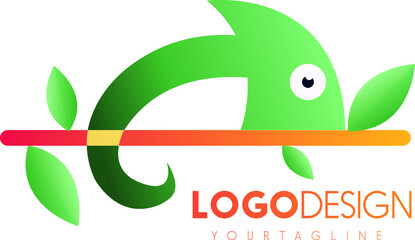 colorful chameleon logo design vector
