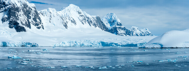 Magnificent glacial landscapes, Orne Harbor, Graham Land, Antarctic Peninsula. Antarctica - obrazy, fototapety, plakaty