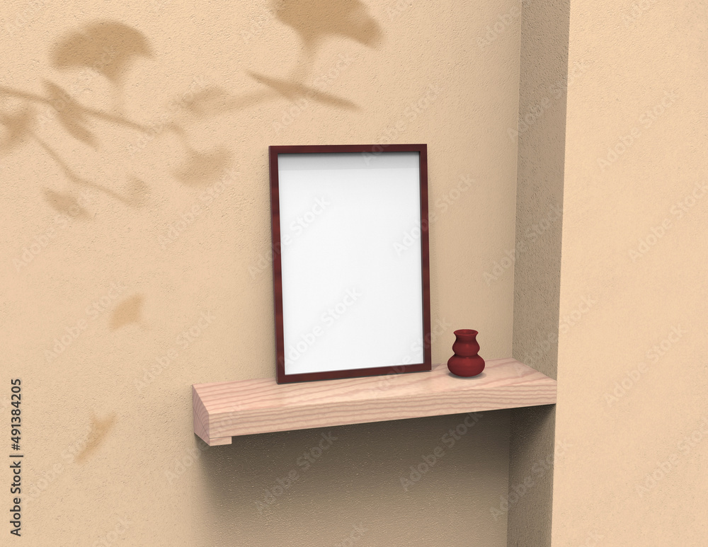 Poster frame background using 3d rendering and geometry. framed background mock-up for poster design or exh