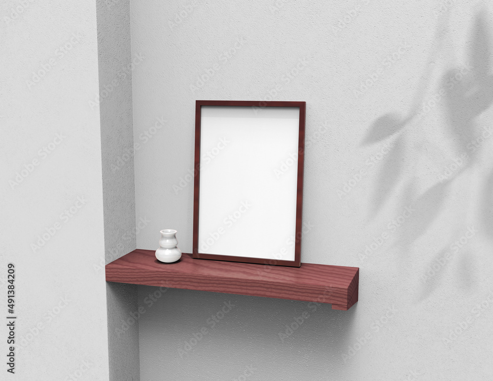 Poster frame background using 3d rendering and geometry. framed background mock-up for poster design or exh