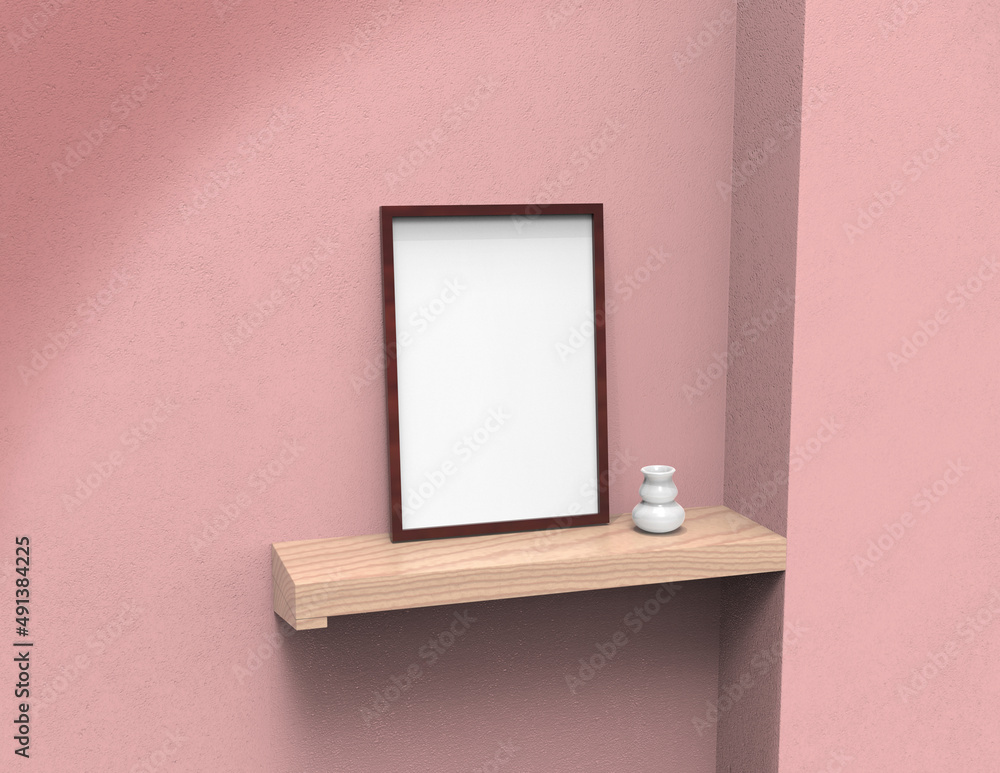 Poster frame background using 3d rendering and geometry. framed background mock-up for poster design or exh