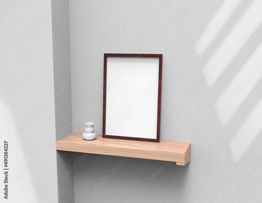 Poster frame background using 3d rendering and geometry. framed background mock-up for poster design or exh