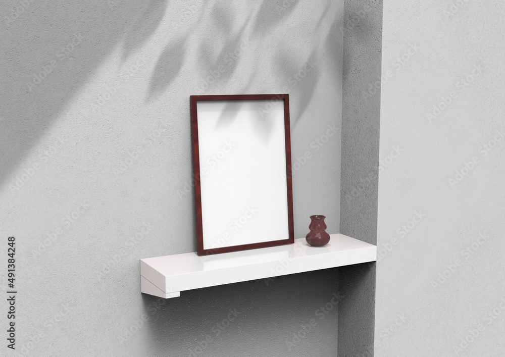 Poster frame background using 3d rendering and geometry. framed background mock-up for poster design or exh