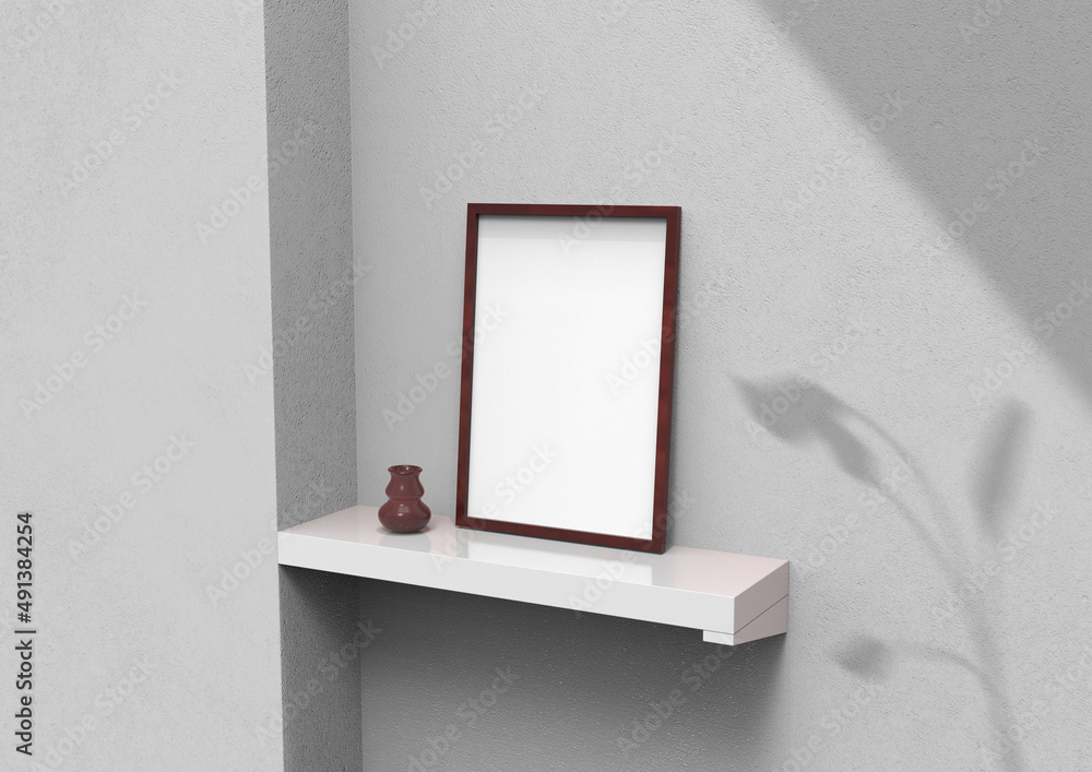 Poster frame background using 3d rendering and geometry. framed background mock-up for poster design or exh