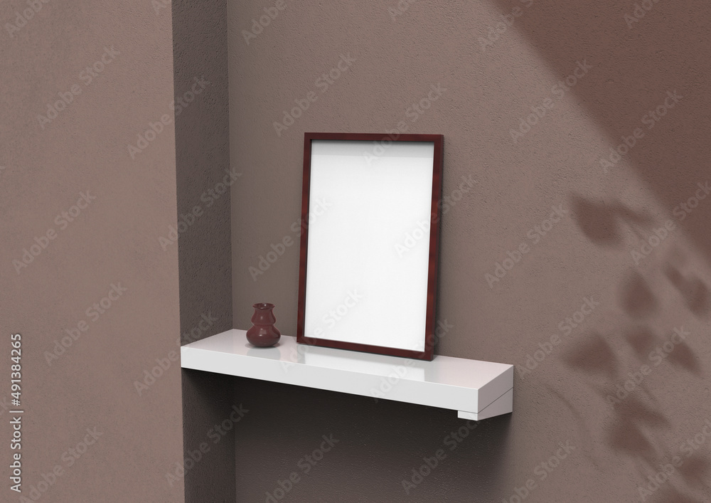 Poster frame background using 3d rendering and geometry. framed background mock-up for poster design or exh