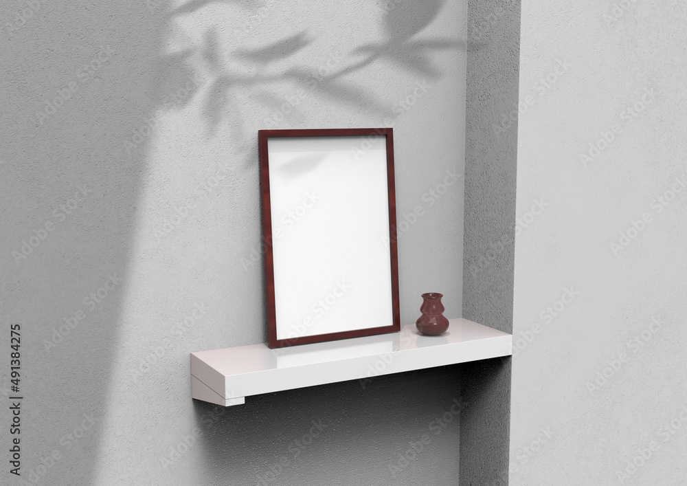 Poster frame background using 3d rendering and geometry. framed background mock-up for poster design or exh