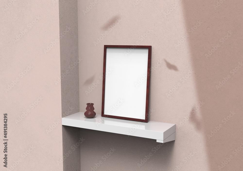 Poster frame background using 3d rendering and geometry. framed background mock-up for poster design or exh
