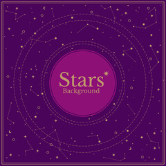 Gold Stars in light galaxy sky. Background and design element for banner, illustration, Pattern