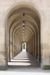 A view of a colonnade in Manchester England